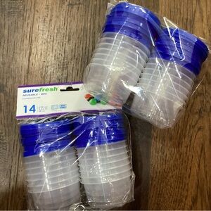 New lot of 2 Sure Fresh sets of 14 small round plastic lidded containers snacks